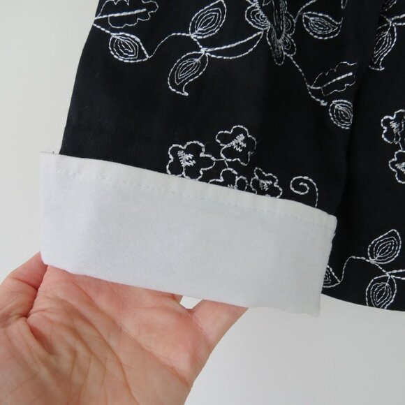 JOSEPH RIBKOFF Women's Black White Embroidered Zip Front Jacket 12 Contrast Cuff - Picture 9 of 10